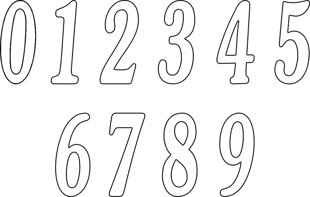 170mm Kurly White Number Stickers