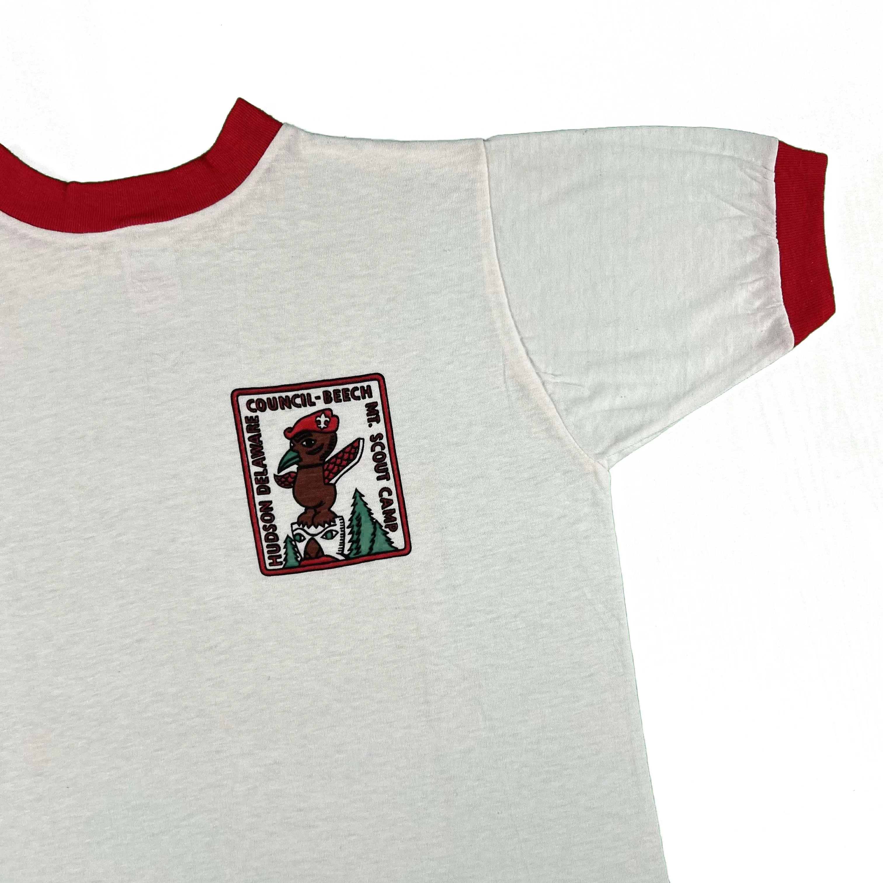 70s Hudson Deleware Mt. Scout Camp Ringer Tee- S