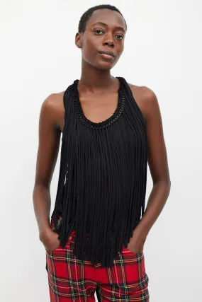 Black & Gold Chain Fringed Top