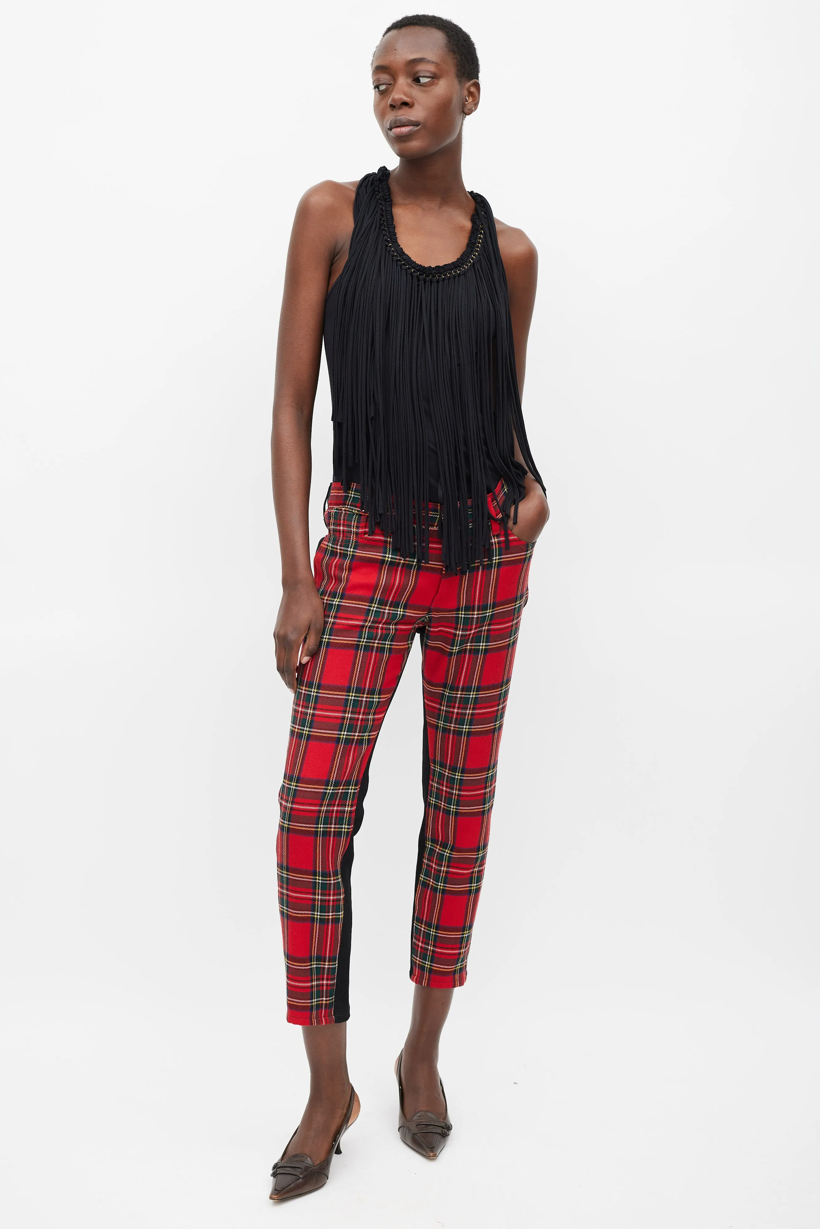 Black & Gold Chain Fringed Top