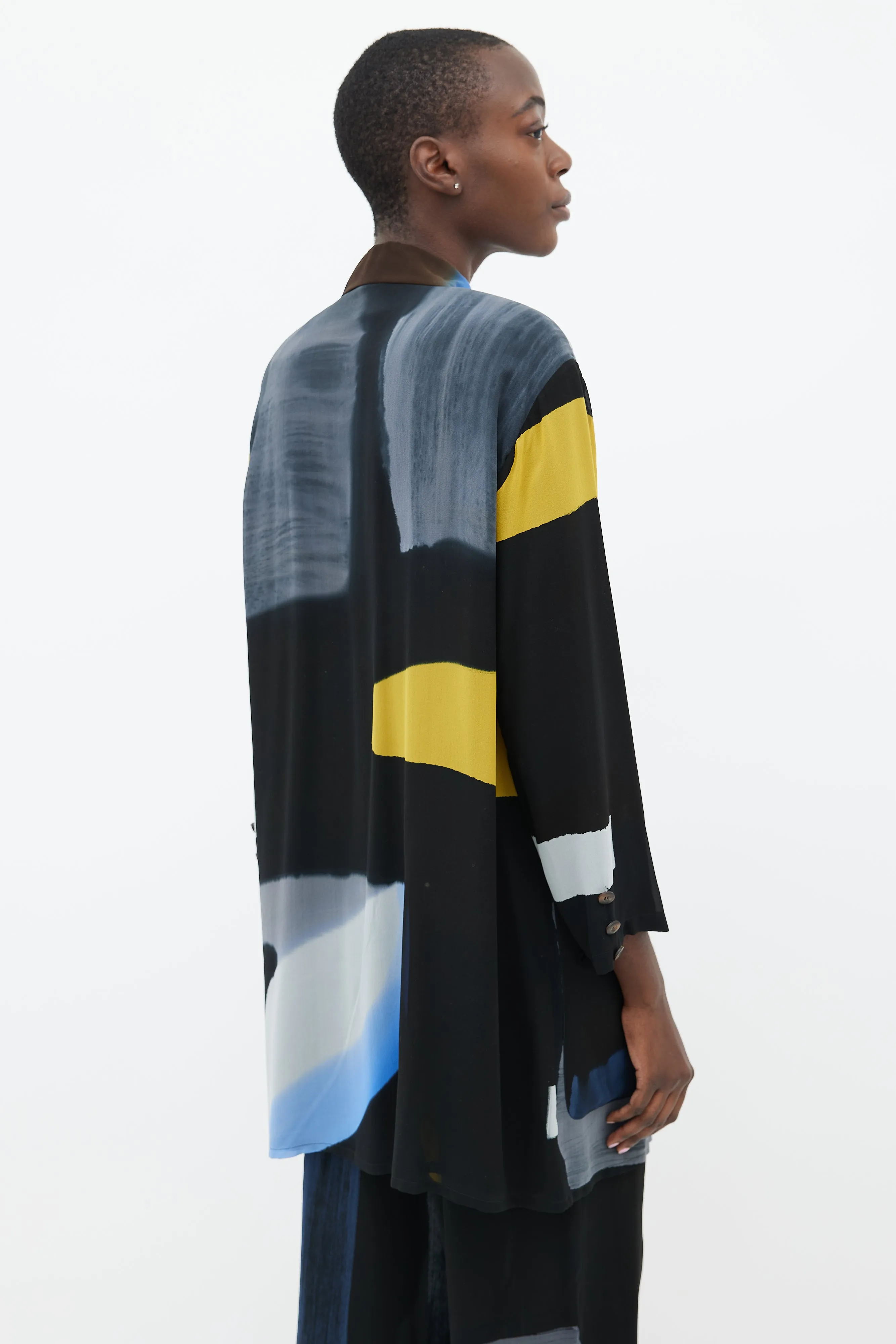 Black, Blue & Yellow Silk Shirt & Trouser Co-Ord Set