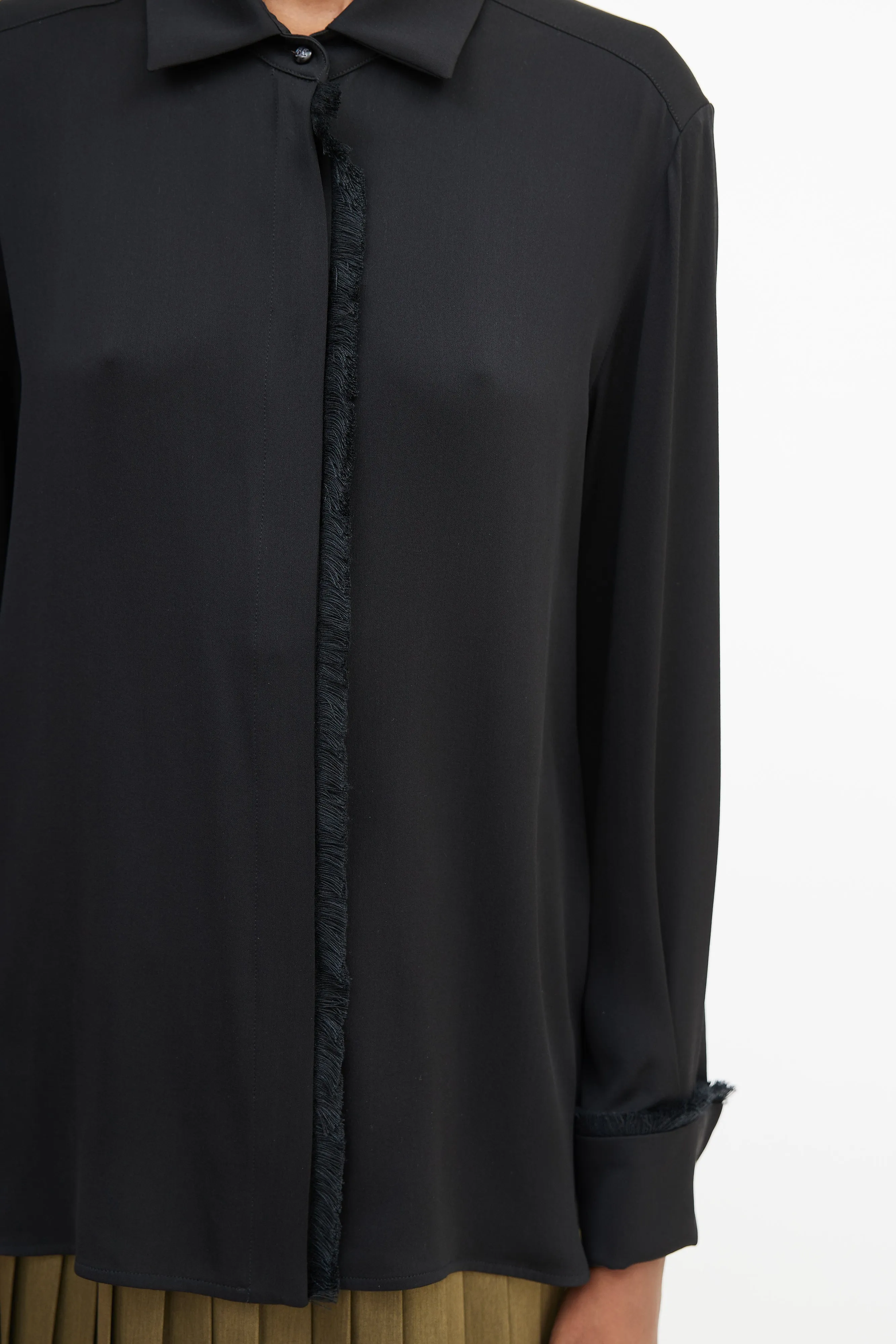 Black Fringe Trim Shirt