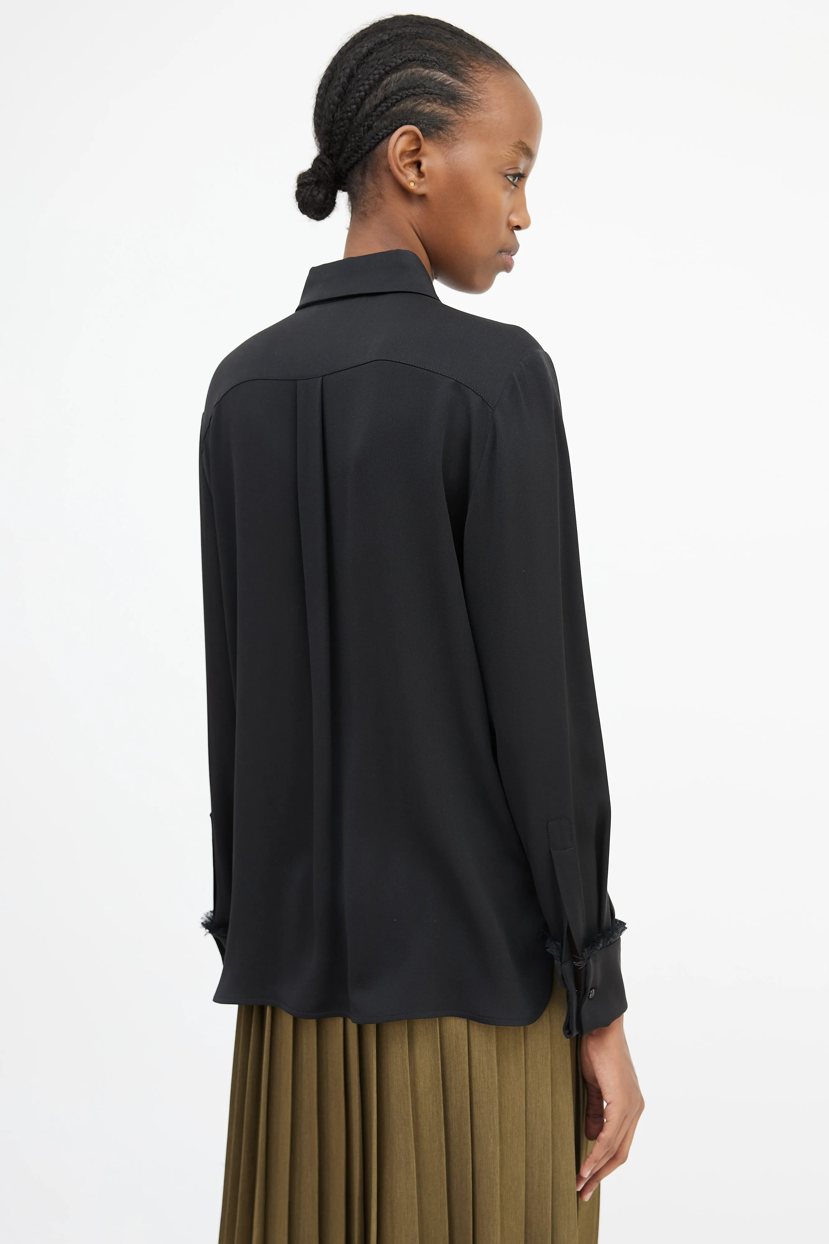 Black Fringe Trim Shirt