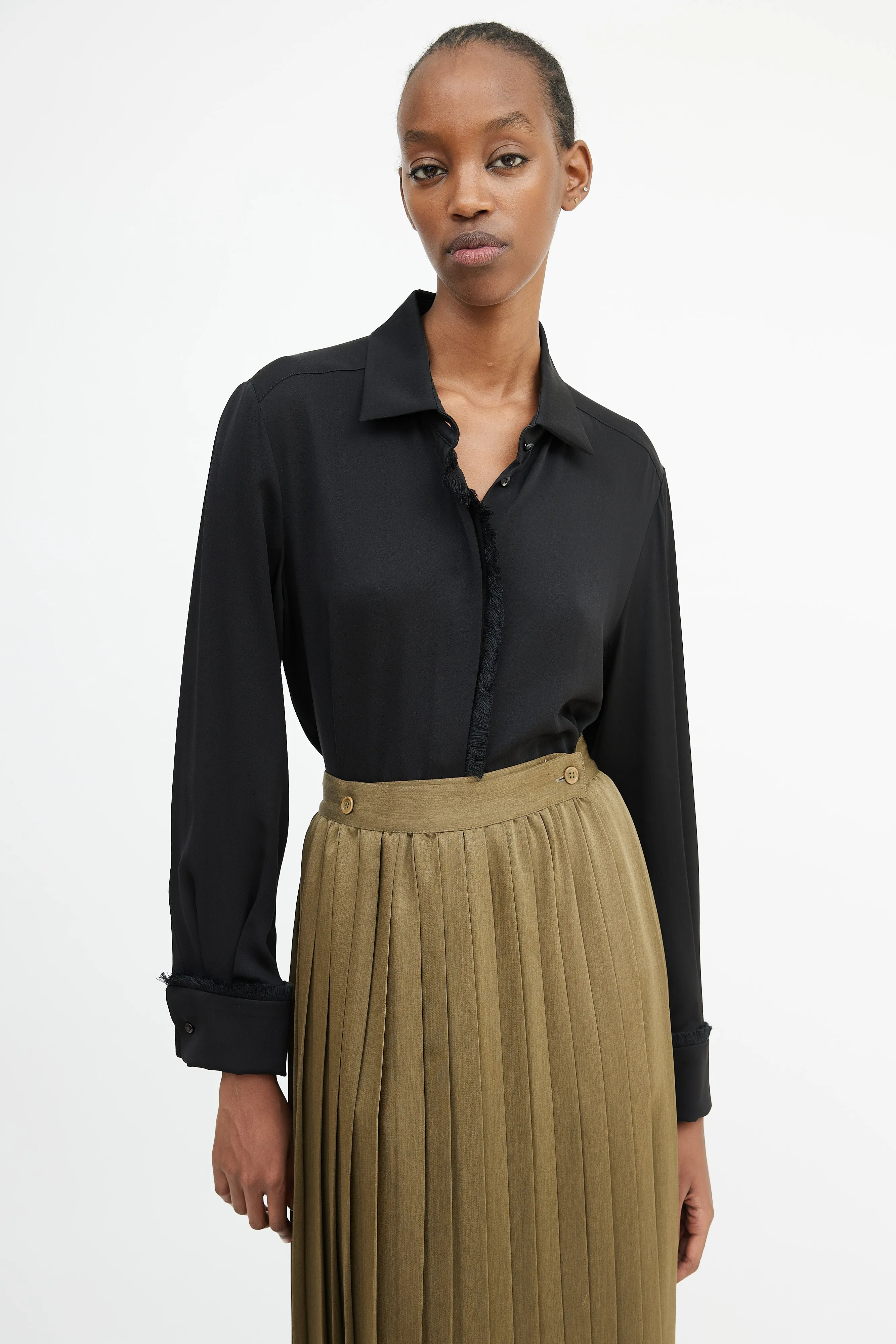 Black Fringe Trim Shirt