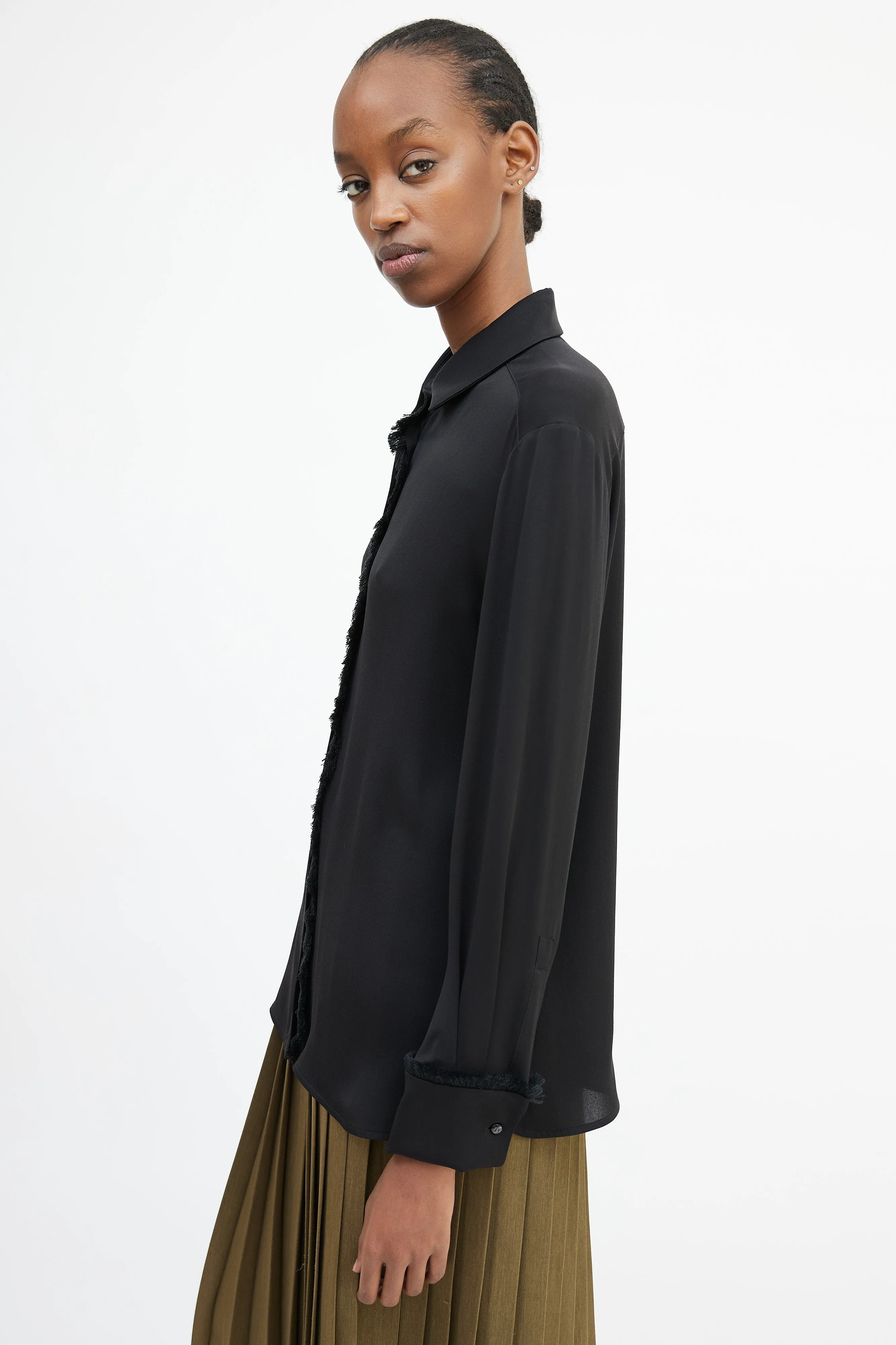 Black Fringe Trim Shirt