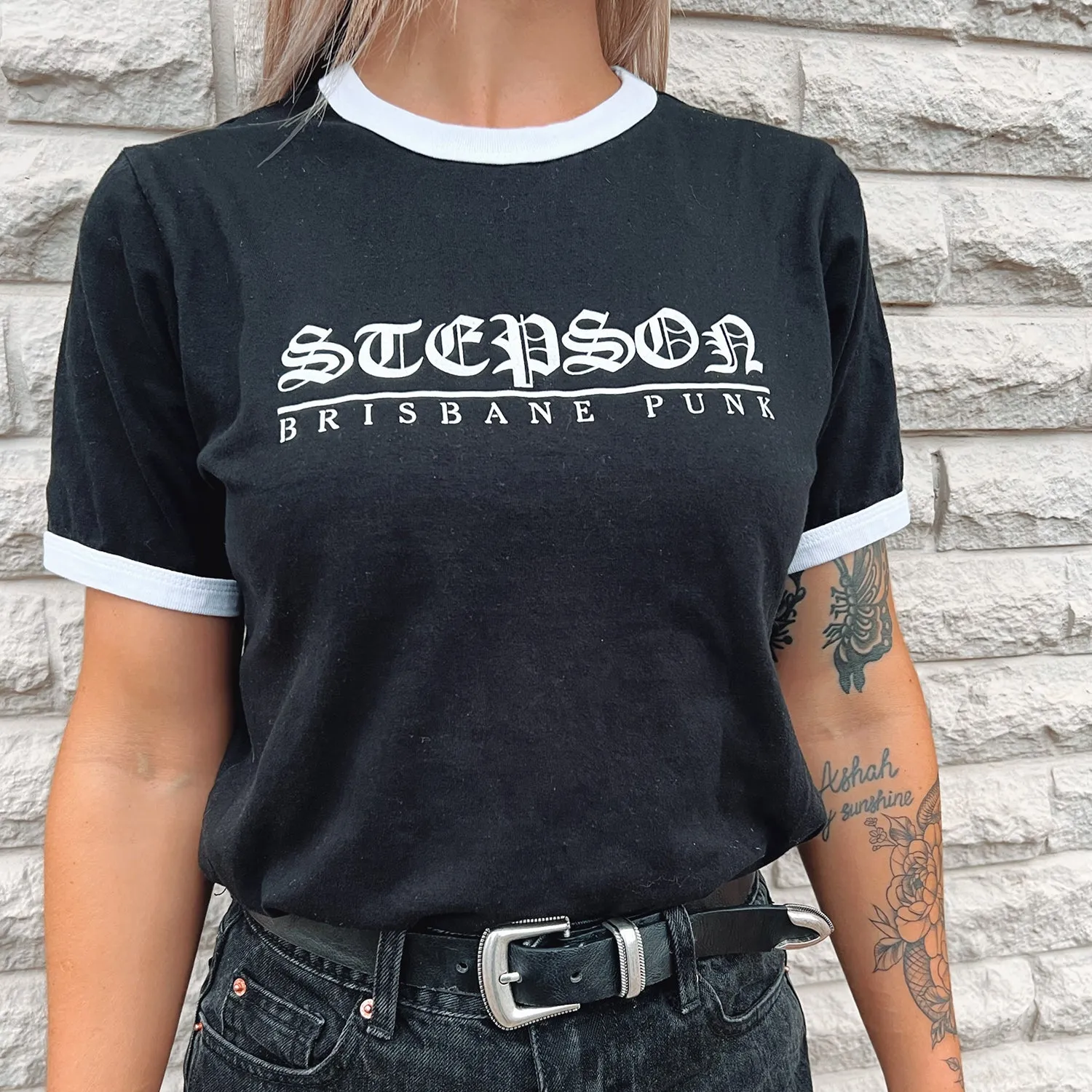 Brisbane Punk Ringer Tee (Black/White)