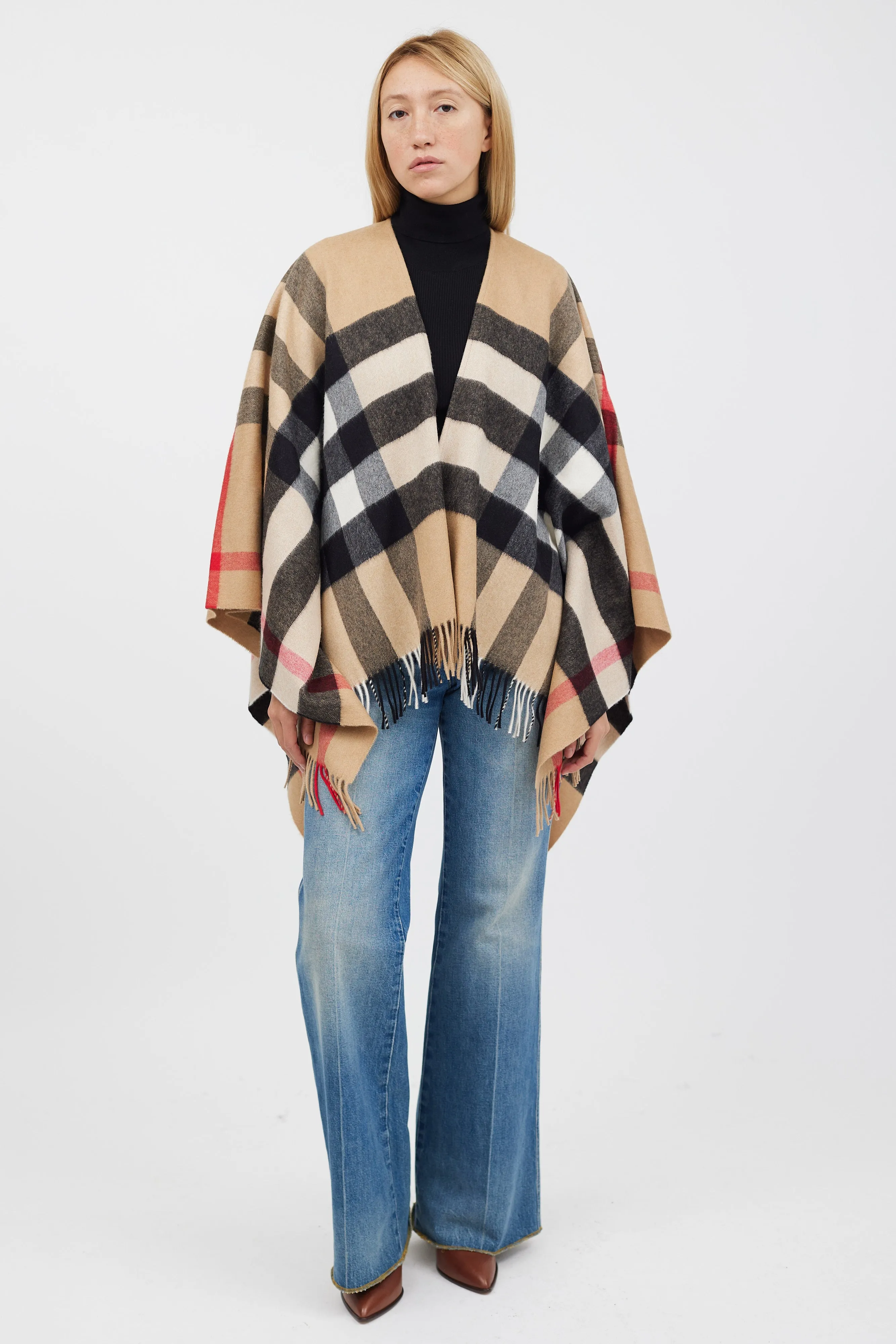 Brown & Multicolour Cashmere Nova Check Shawl