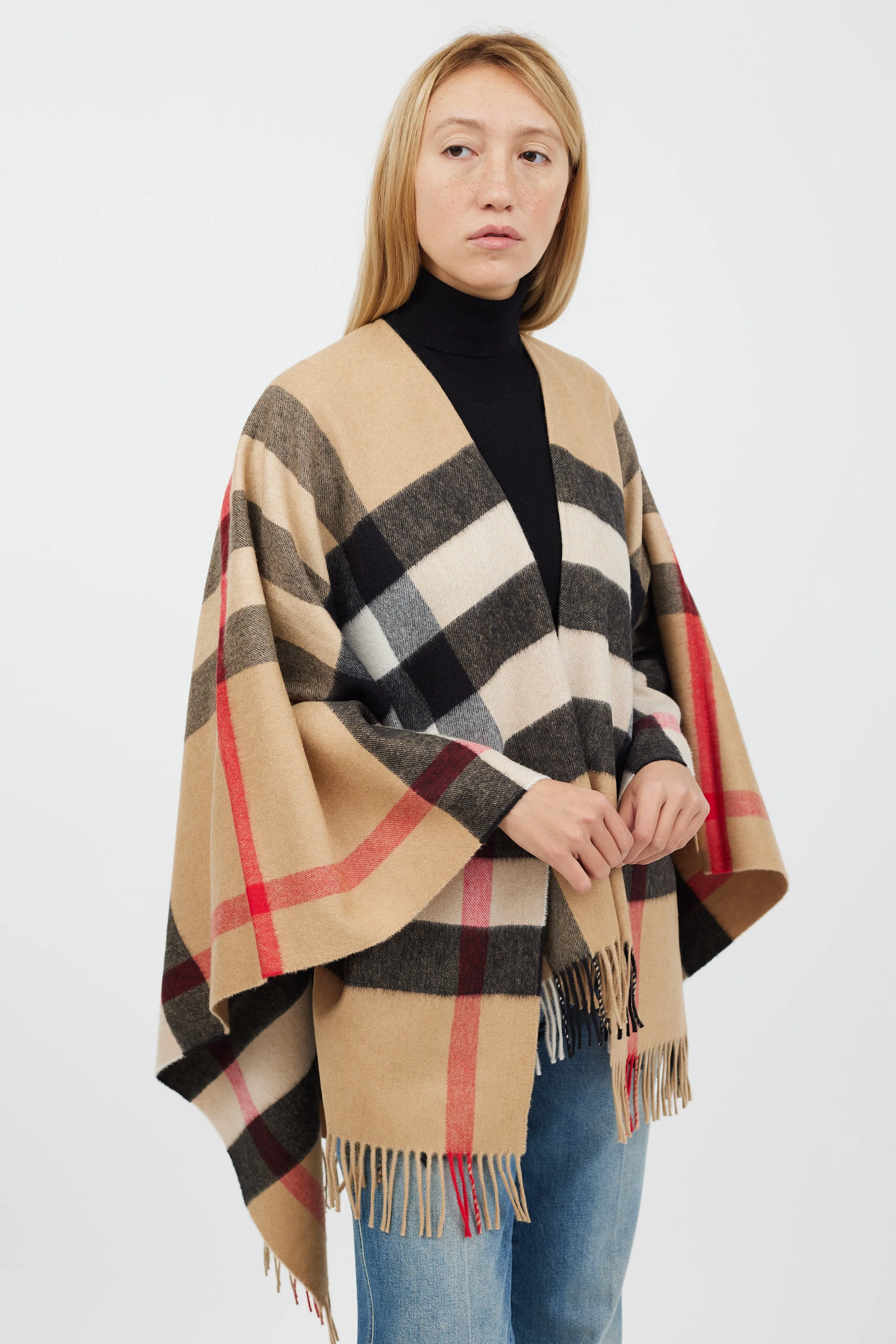 Brown & Multicolour Cashmere Nova Check Shawl