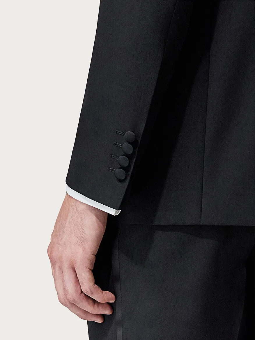 Canali Siena Black Wool Tuxedo With Peak Lapels