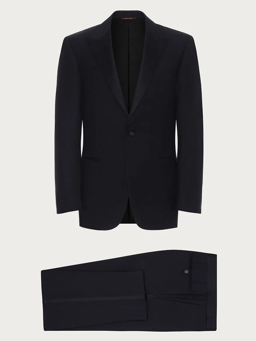 Canali Siena Black Wool Tuxedo With Peak Lapels