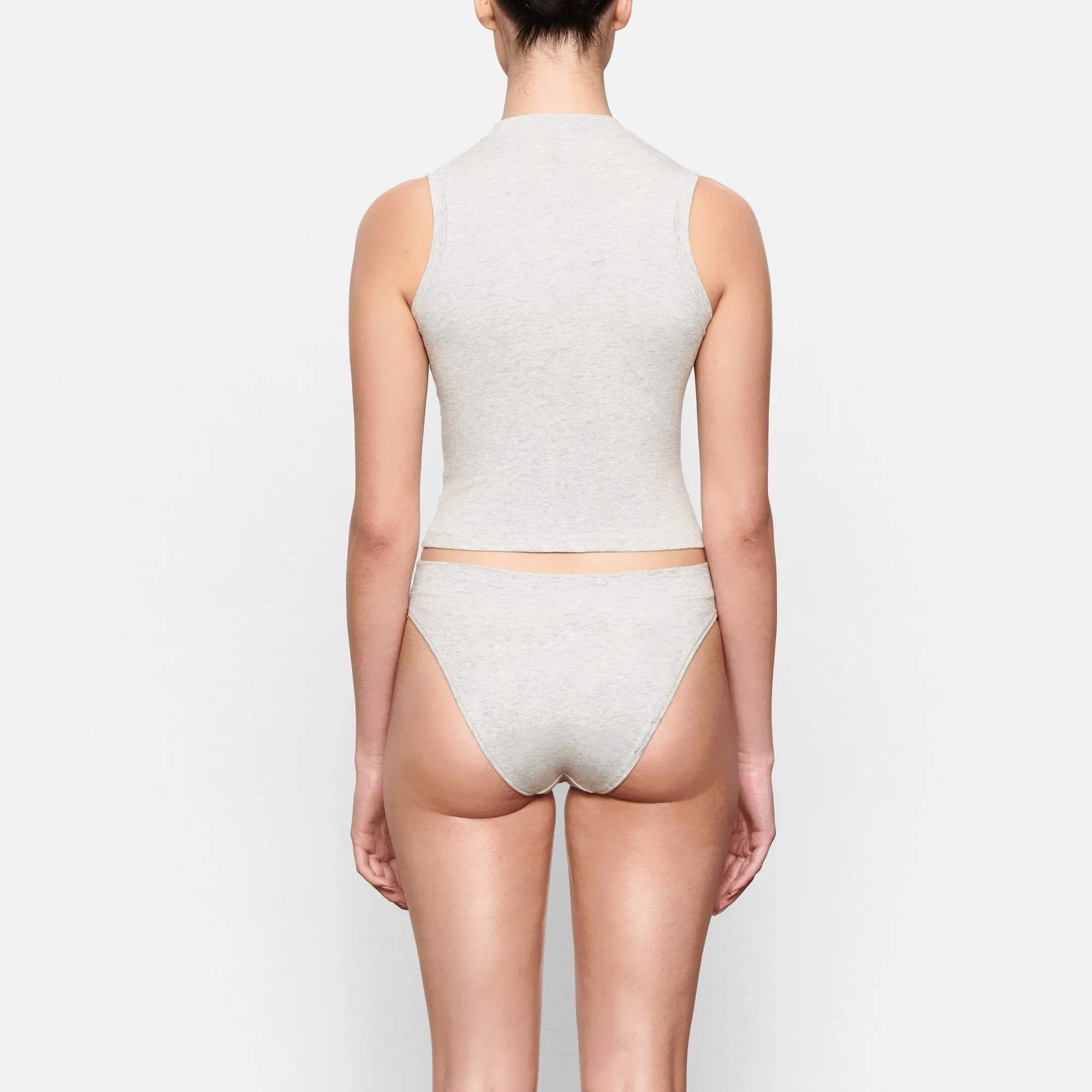 COTTON JERSEY MOCK NECK TANK | LIGHT HEATHER GREY