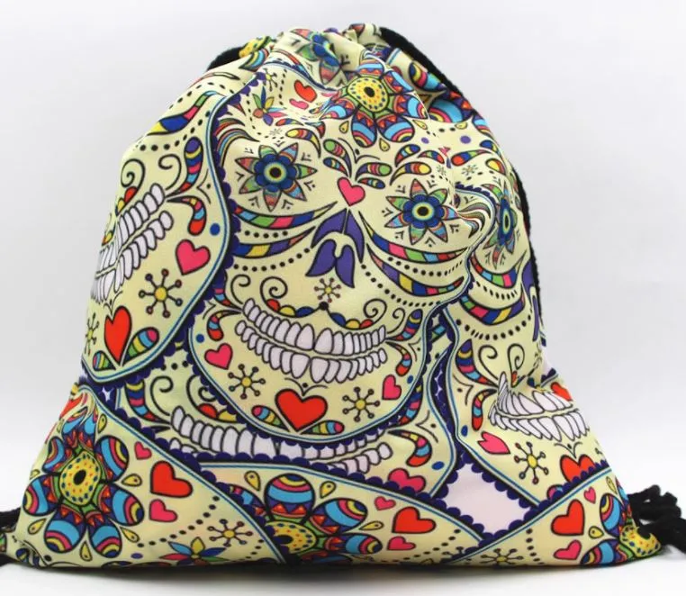 G67 Sugar Skull Drawstring Bag