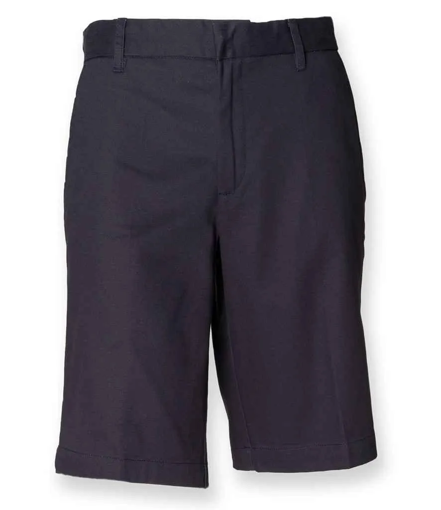 Henbury Ladies Flat Fronted Chino Shorts