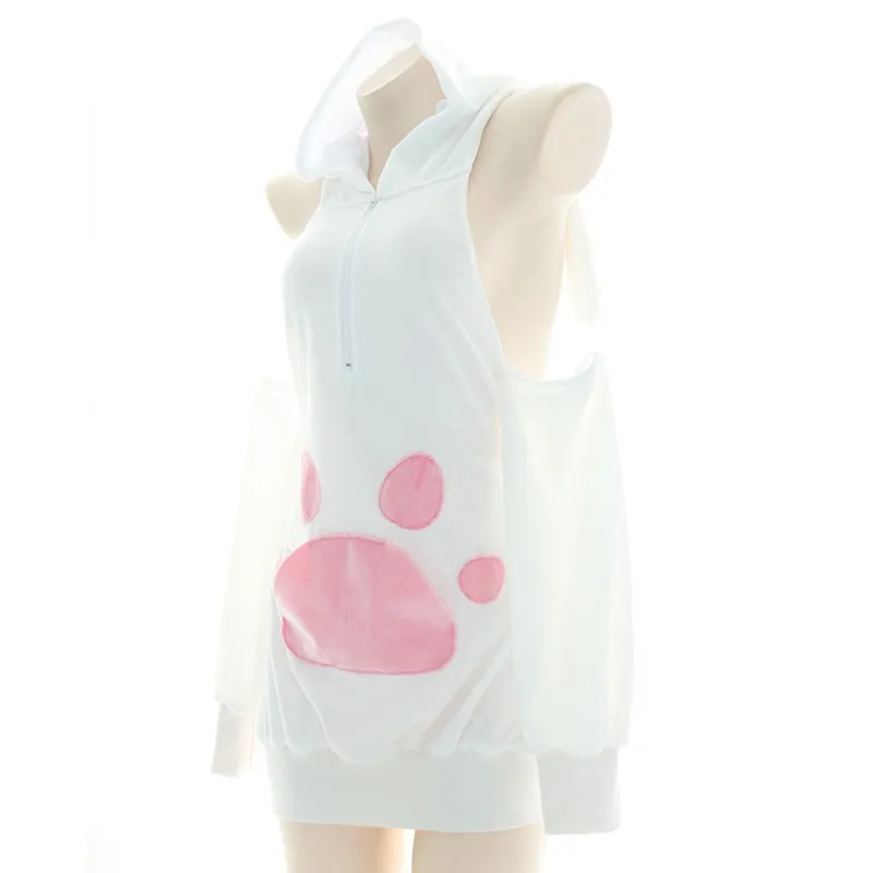Kawaii Cat Paw Bunny Ears Halter Sweatshirt