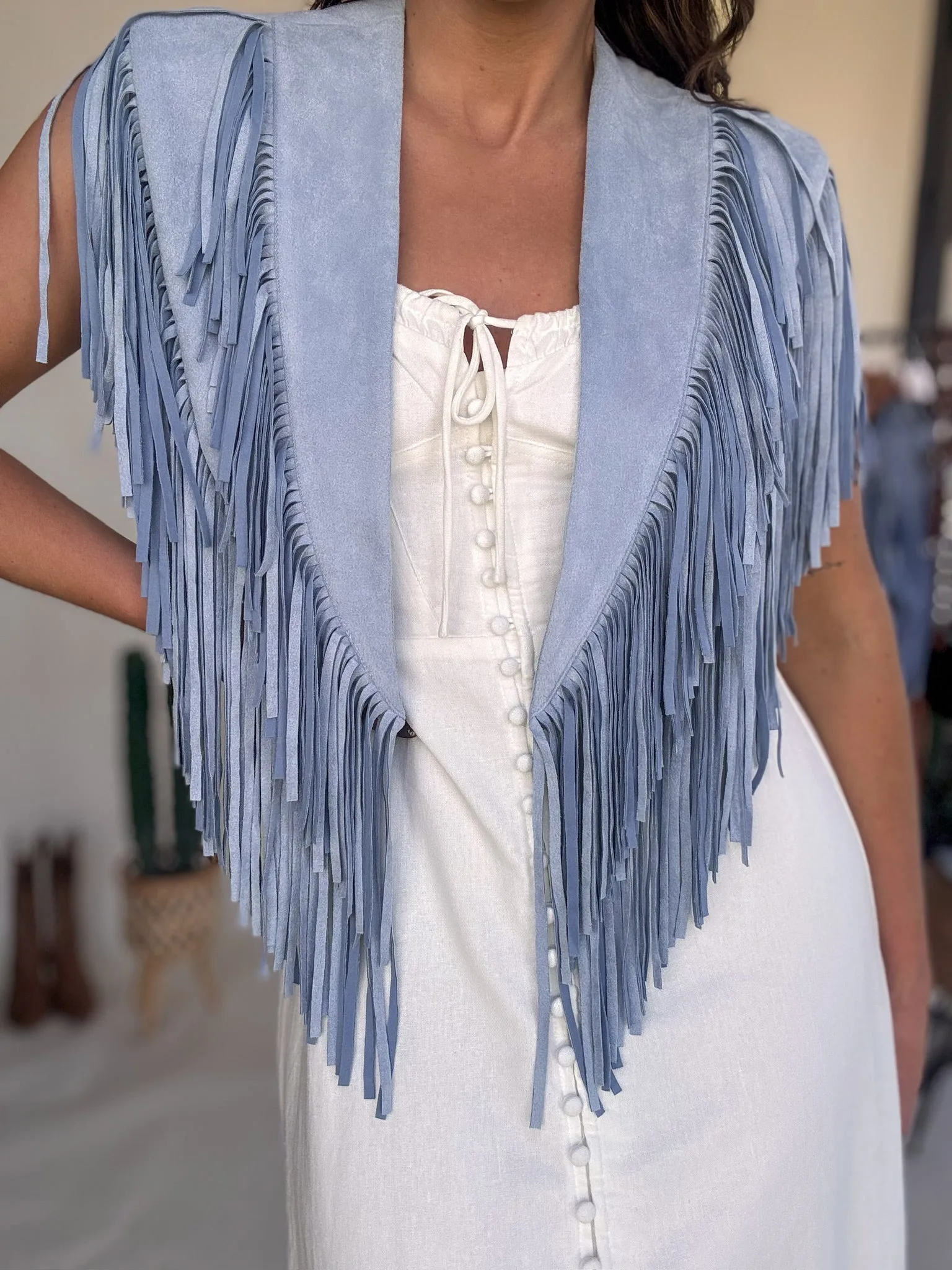 Light Blue Fringe Collar