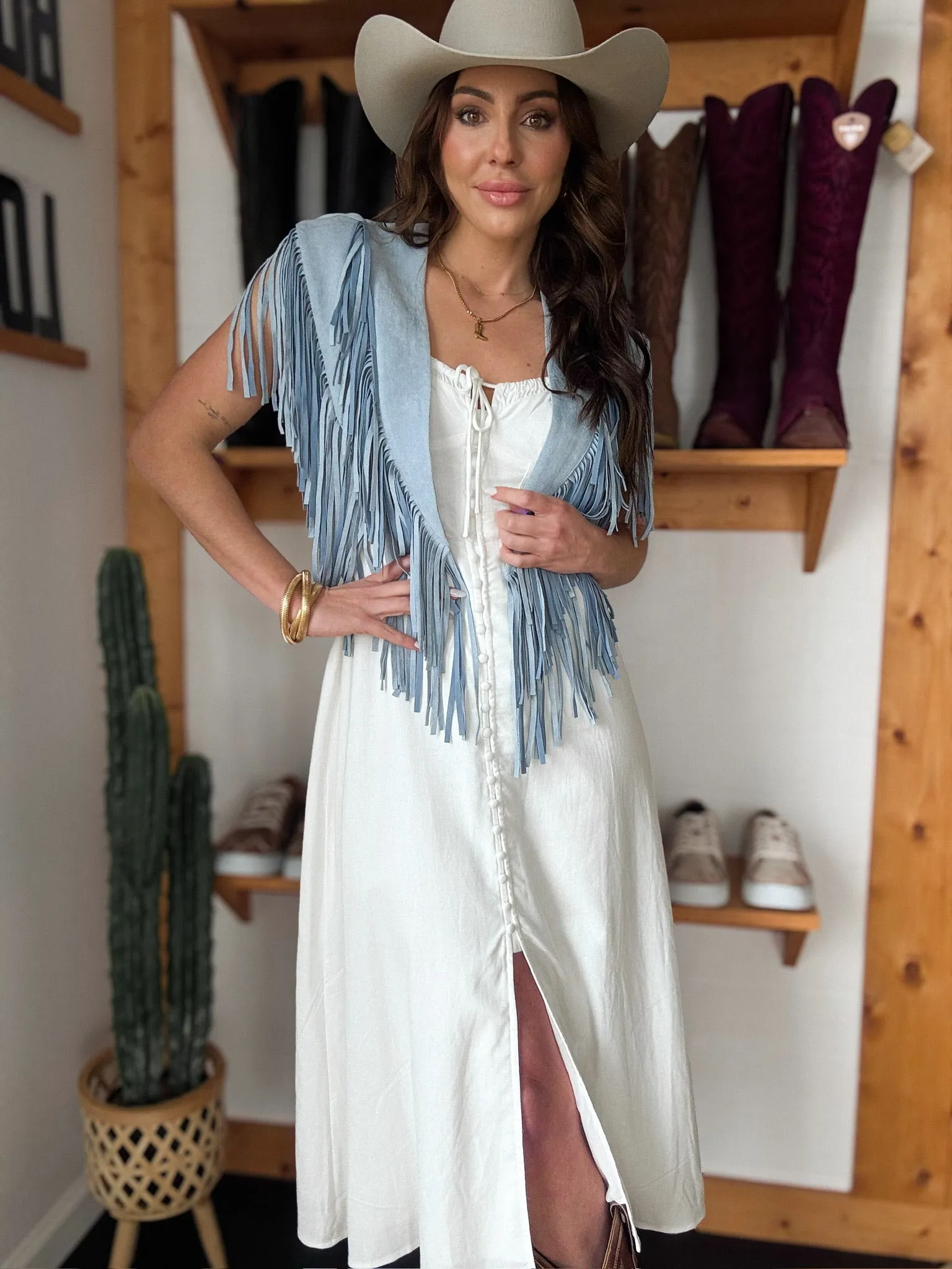Light Blue Fringe Collar