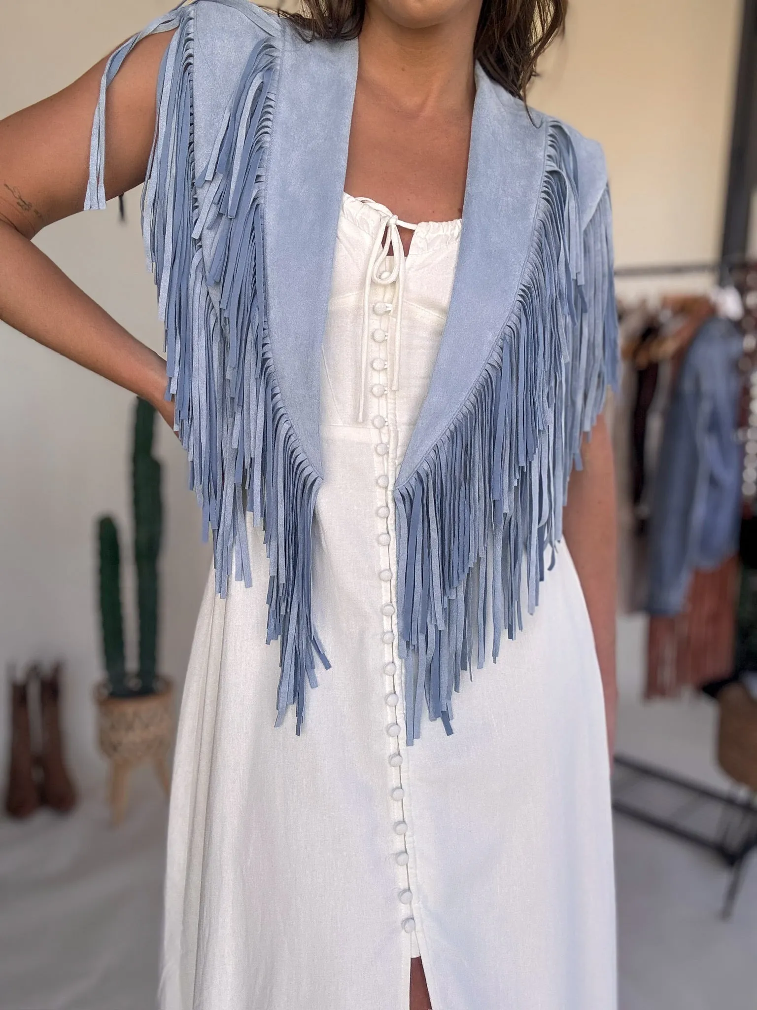 Light Blue Fringe Collar