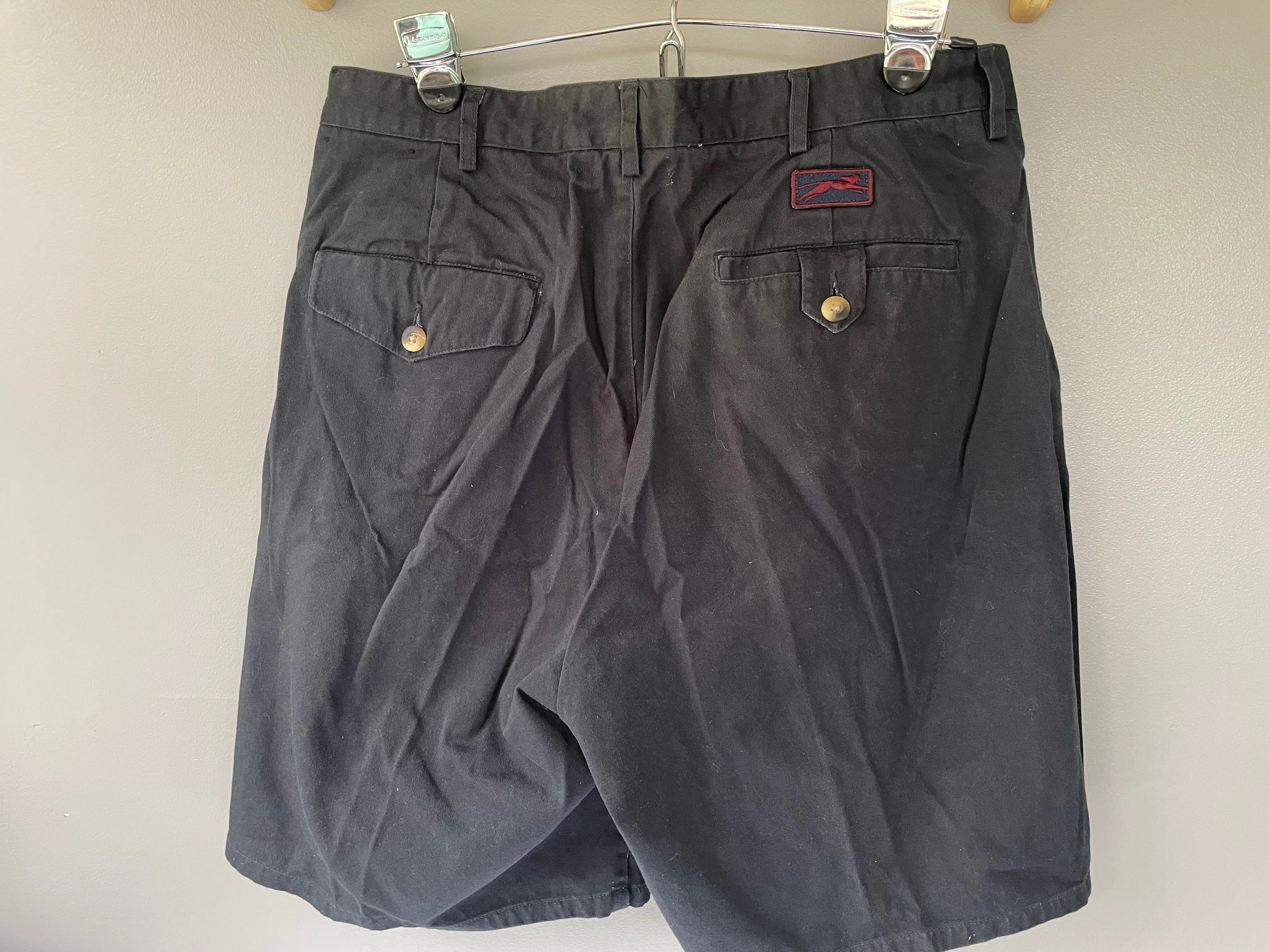 Mens 34” Waist Black Shorts SLAZENGER Pockets 100% Cotton Chino RN71979