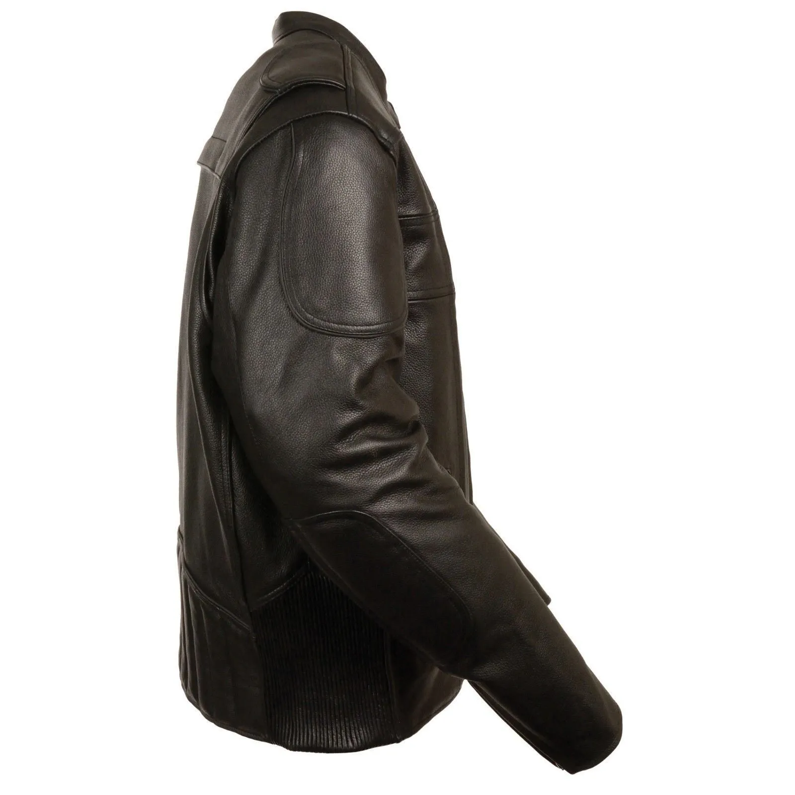 Milwaukee Leather Men's Side Stretch Vented Black Leather Scooter Jacket with Gun Pocket