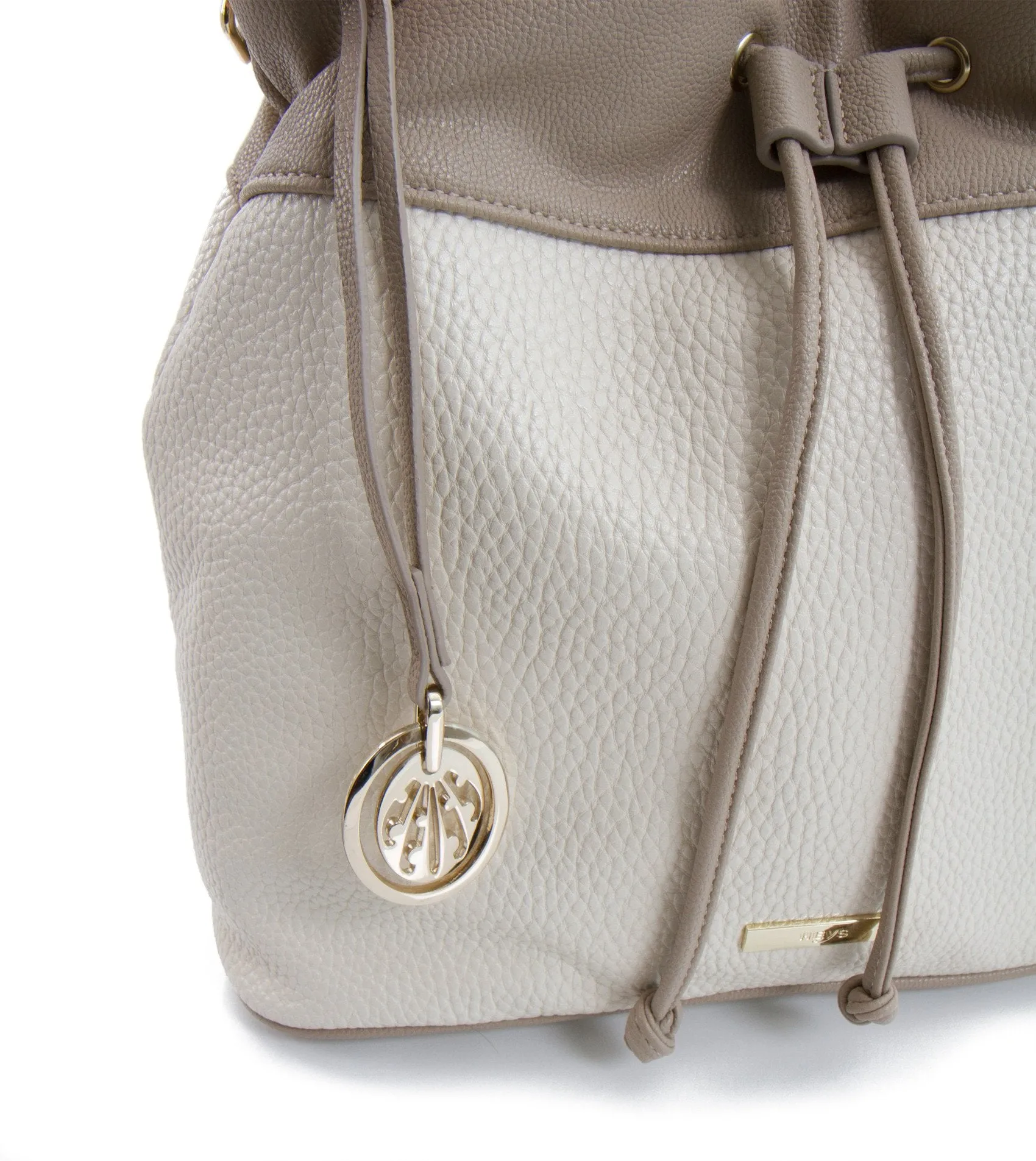 Spring Bliss Colour Block Drawstring with Charm - Bone/Taupe