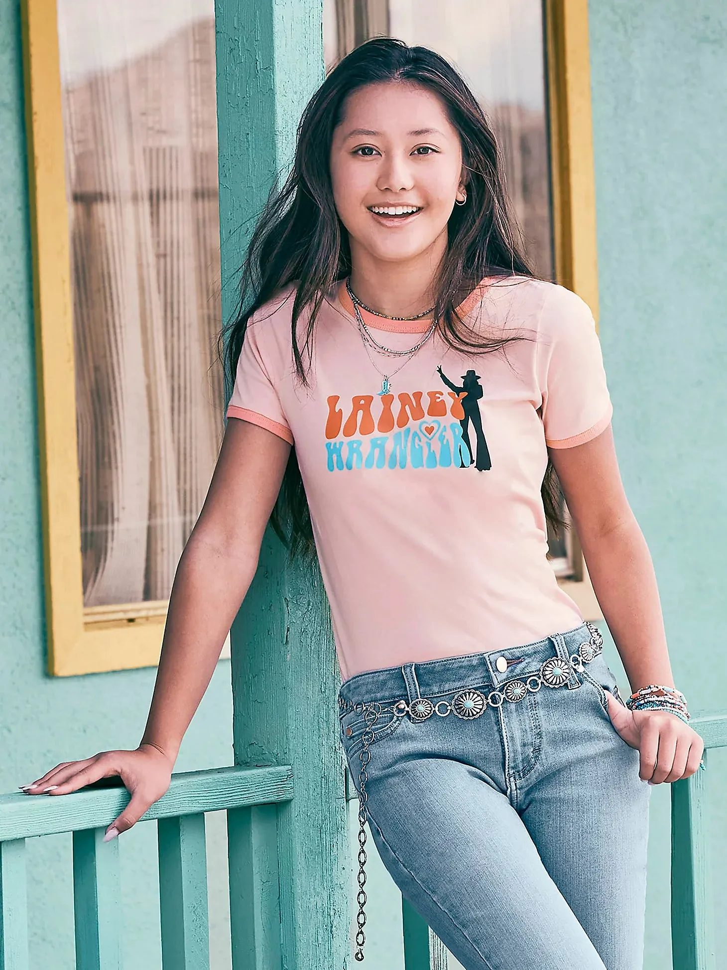 Wrangler® X Lainey Wilson Girls Slim Ringer Short Sleeve T-Shirt