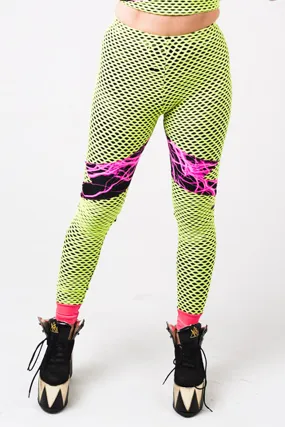 Yellow Fishnet Leggings (Small)